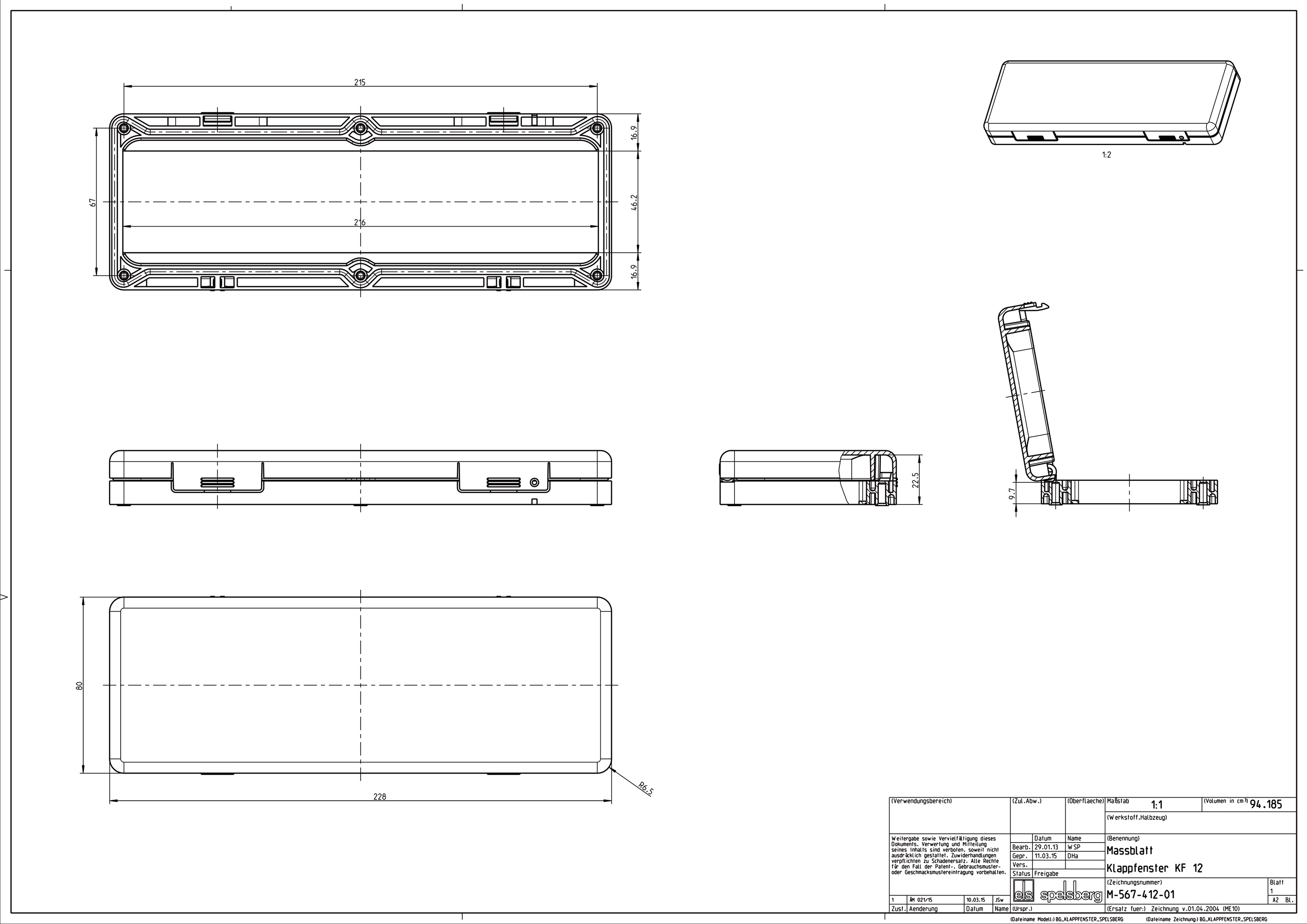 Sichtfenster 228x80x23mm