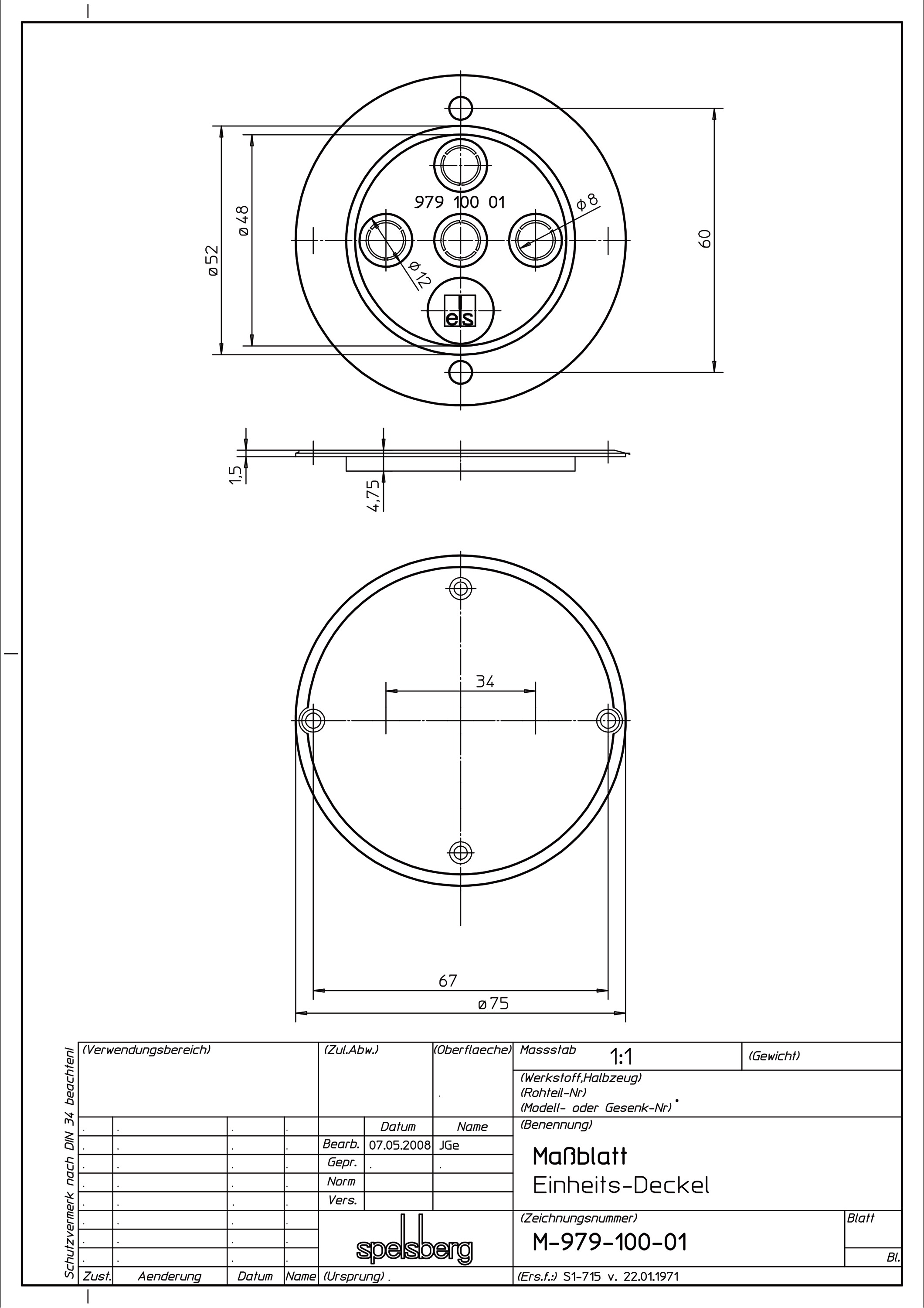 Schraubdeckel Kst hfr Ø75mm rnd Schraubdeckel