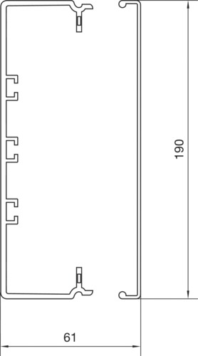 Leitungsführungskanal Kst 61x190x2000mm lgr unbeh LF-K 8280qmm RAL7035