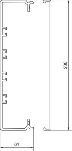 Leitungsführungskanal Kst 61x230x2000mm lgr unbeh LF-K 9800qmm RAL7035