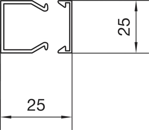 Leitungsführungskanal Kst 25x25x2000mm lgr unbeh LF-K 500qmm RAL7035