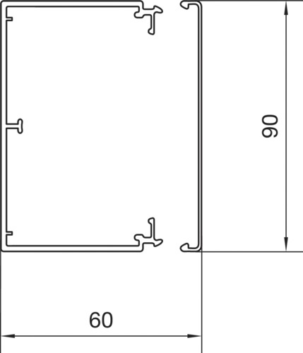 Leitungsführungskanal Kst 60x90x2000mm lgr unbeh LF-K 4360qmm RAL7035