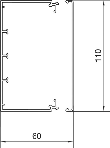 Leitungsführungskanal Kst 60x110x2000mm lgr unbeh LF-K 5460qmm RAL7035