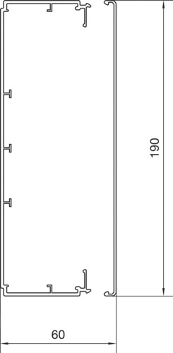 Leitungsführungskanal Kst 60x190x2000mm lgr unbeh LF-K 9060qmm RAL7035