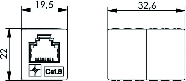 Modular-Kupplung 6 2x RJ45 Buchse/Buchse Schirm ger