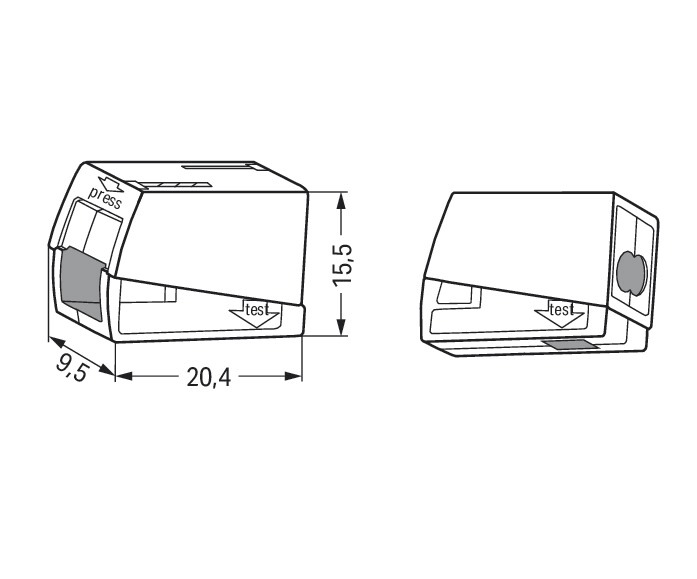 Leuchtenklemme 3f 400V 24 Serie 224 24A 0,5-2,5qmm ws f.Massivleiter