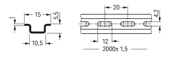 Tragschiene ST g/vz Serie 210 L2000mm Langl Hutschiene TH15