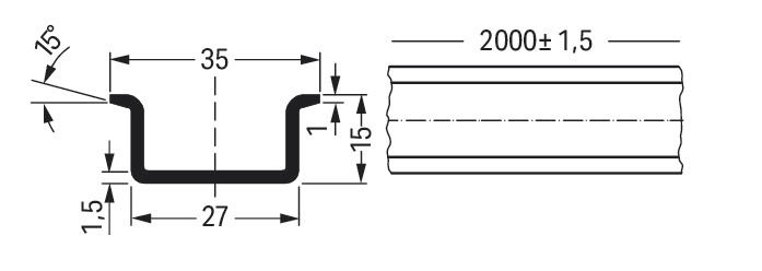 Tragschiene ST g/vz Serie 210 L2000mm Hut_35/15mm