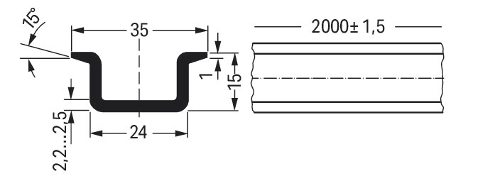 Tragschiene ST g/vz Serie 210 L2000mm Hut_35/15mm