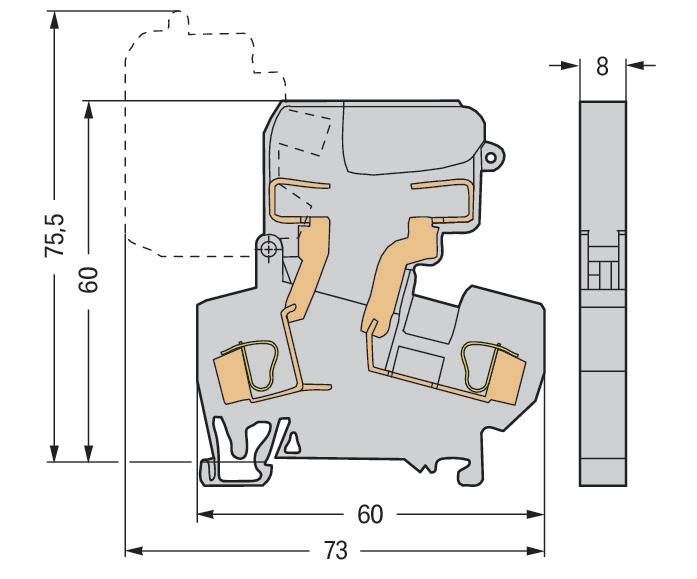 Sicherungs-Reihenklemme Serie 281 10A 0,08-4qmm G-Sich 5x20mm schwenkb