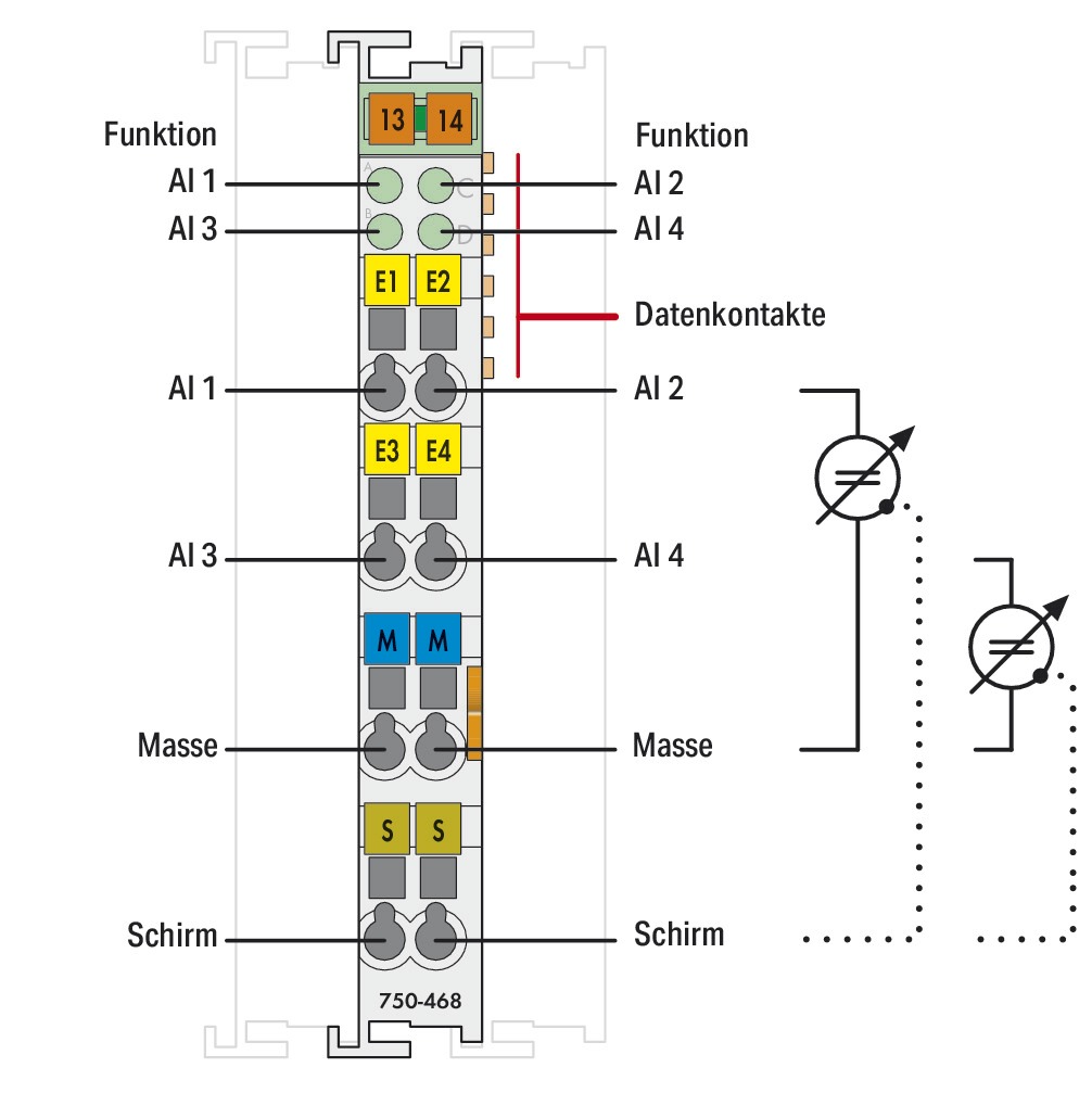 Analoges I/O-Modul DC Serie 750 24V Eing.Spg Spannung Federzugans