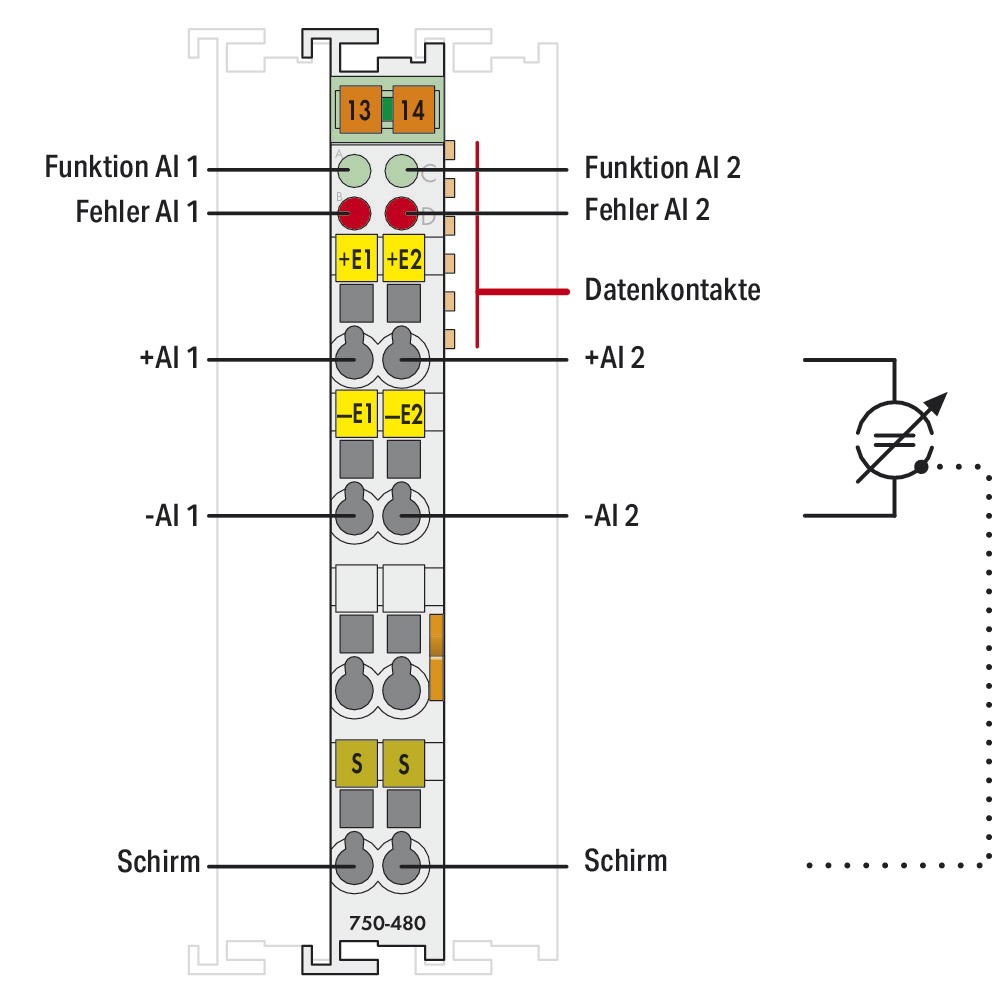 Analoges I/O-Modul DC Serie 750 24V Eing.Strom Federzugans