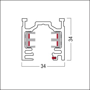 Stromschiene 3ph 1000mm ws 230V Alu 34x34mm rechteck