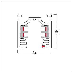 Stromschiene 3ph 2000mm ws 230V Alu 34x34mm rechteck