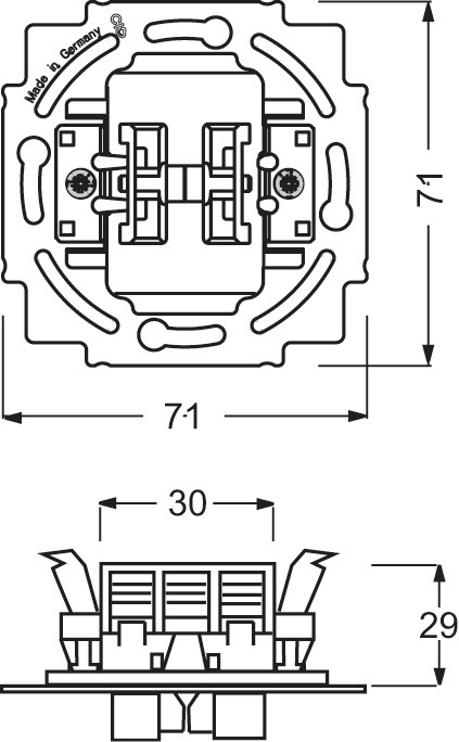 Wechselschalt 2f bl mt UP IP20 2f 10AX