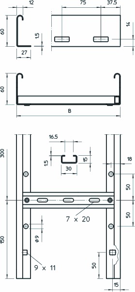 Kabelleiter vz LG VS-Serie 60x200x3000mm gel 9800qmm