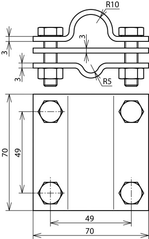 Anschlussklemme V4A Ø20-30 7-10mm ‹40mm Edelstahl (V4A) b.40mm