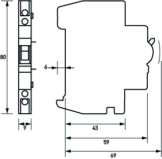 Fehlerschalter 1S 1Ö FI/LS-Schalt 4A 250V Hilfsschalter/Fehlersignalschalter