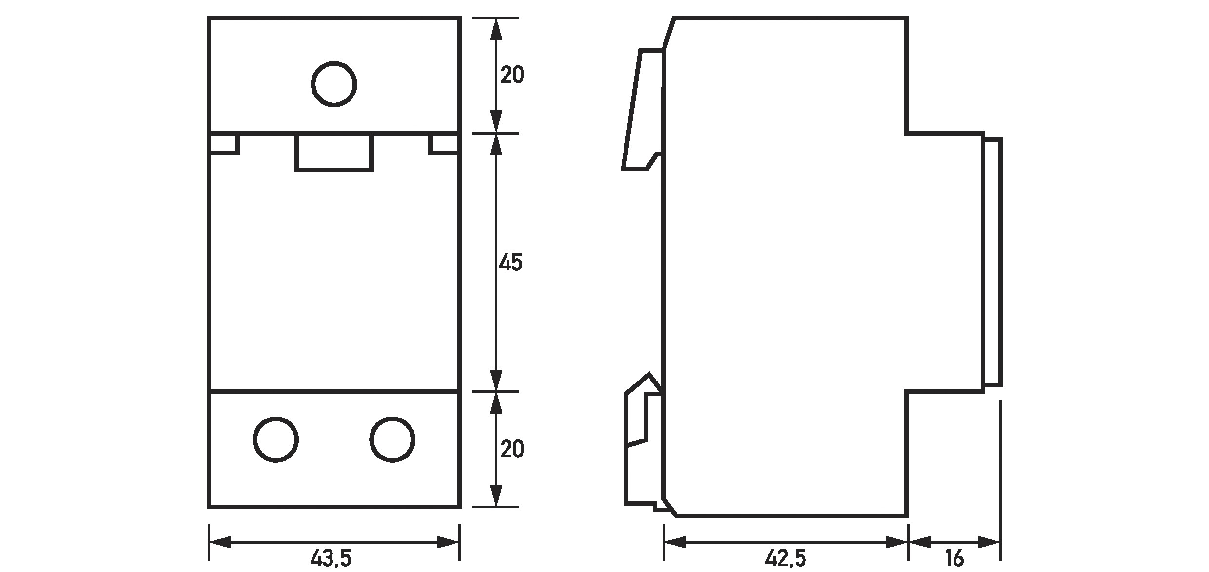 Steckdose REG 250V/AC 16A Klappd 2,5TE 69mm IP3X