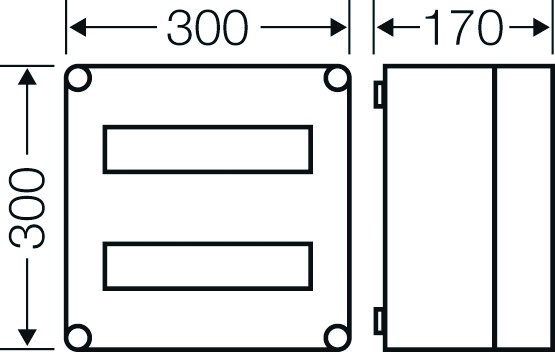 Automatengehäuse AP 2x12TE Kst IP65 REG 300x300x170mm ET93mm