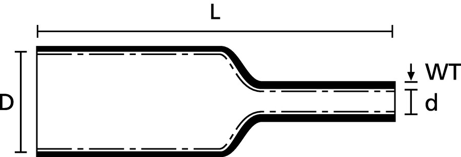 Schrumpfschlauch mittelw L1m Ø75/22mm sw 4:1 Mit Innenkleber 3mm -55-110°C