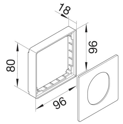 Geräteblende GEB-K 1f 80mm Kst lgr hfr CEE_Dose