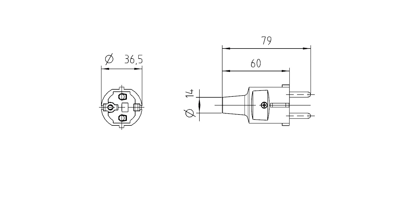 Schutzkontaktstecker 16A 250V Kst IP20 ger gr 16AKunststoff Schraubkl