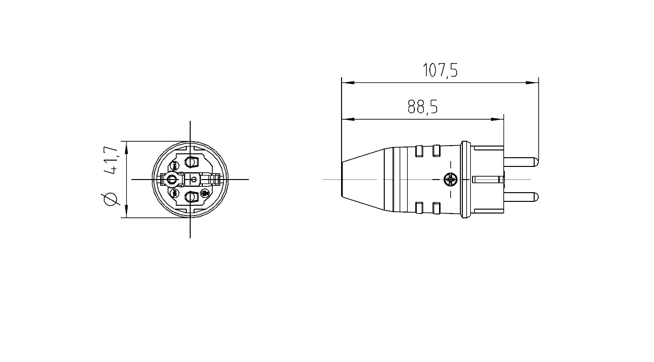 Schutzkontaktstecker 16A 250V Gummi IP44 ger sw Schraubkl