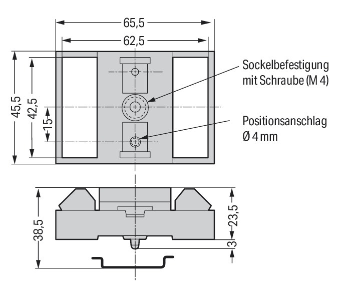 Sockel H26,5xB45,5xT65,5mm Kst gr