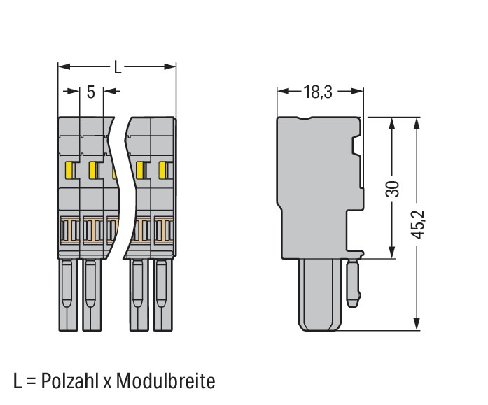 Verbindungsklemme 2p gr Serie 769 32A 0,08-4qmm Thermopl 10mm Federzugans