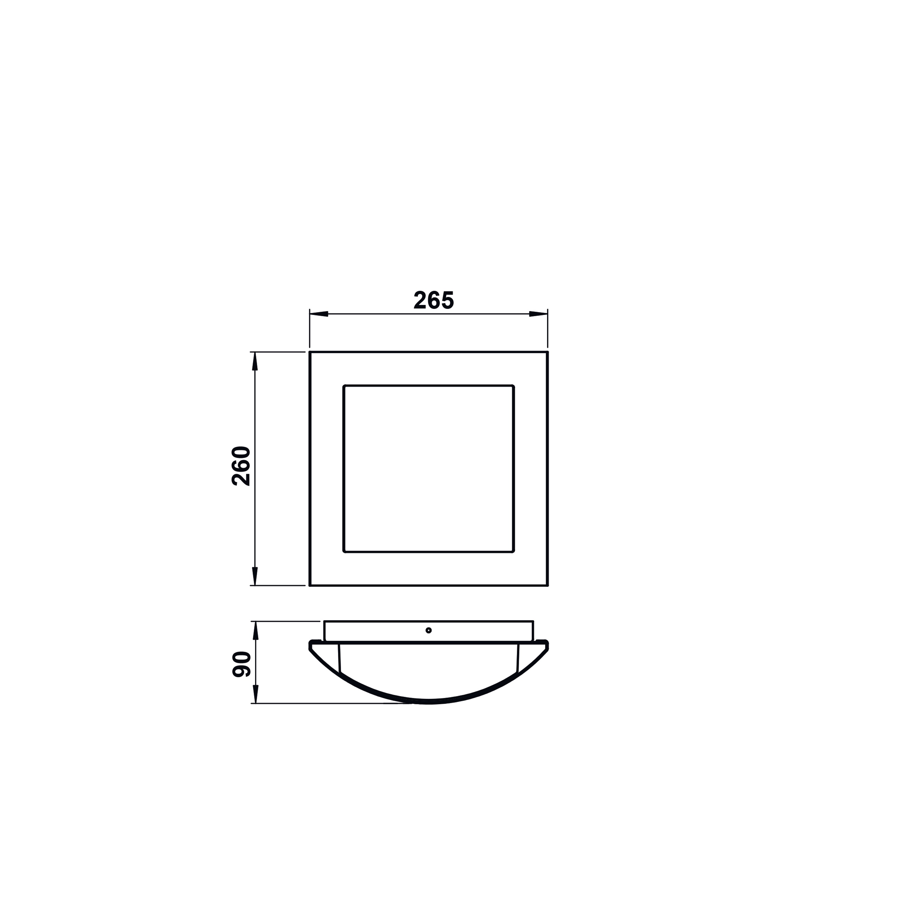 Glasleuchte 75W HV edst IP44 E27 260x265x90mm