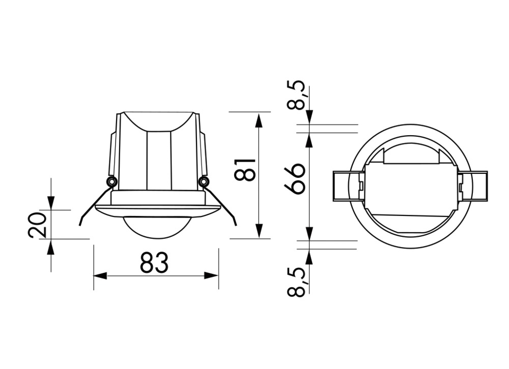 Bewegungsmelder EB 360° 110-240V rws glz IP23 Einb 2300W