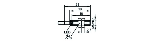 Näherungsschalter ind DC Ø5x23mm Kabel PNP 1,2mm 10-30V bündig 2000Hz Zyl Gew