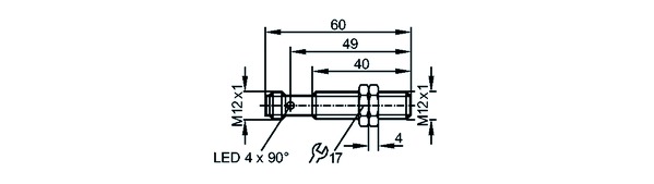 Näherungsschalter ind DC Ø12x60mm 4mm Steck-M12 PNP 10-36V bündig 700Hz Zyl