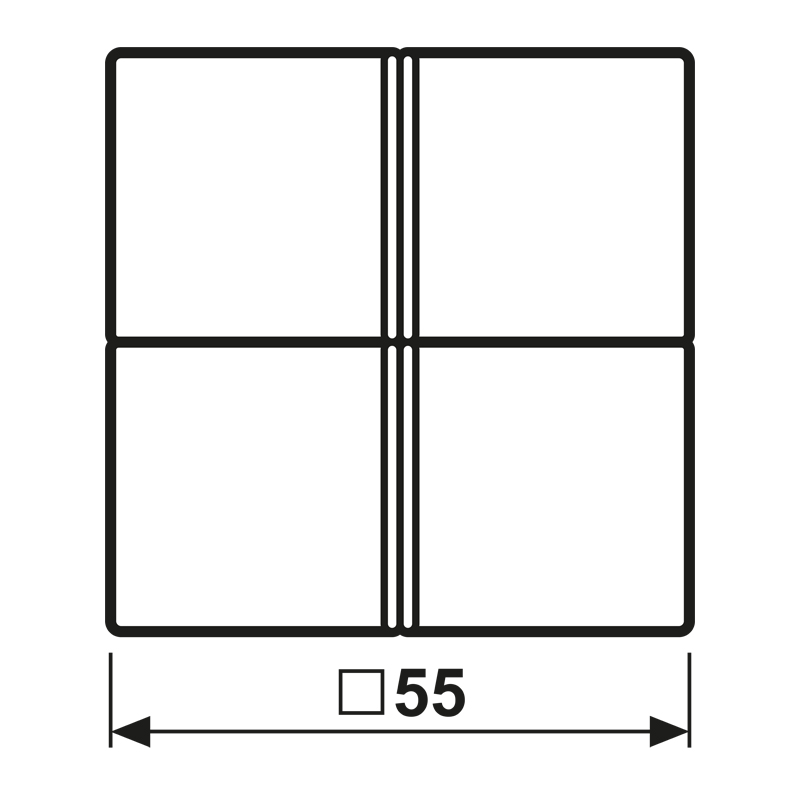 Taste_4t Schalt/Dimm AS ws glz f.Bussystem vierteilige Taste