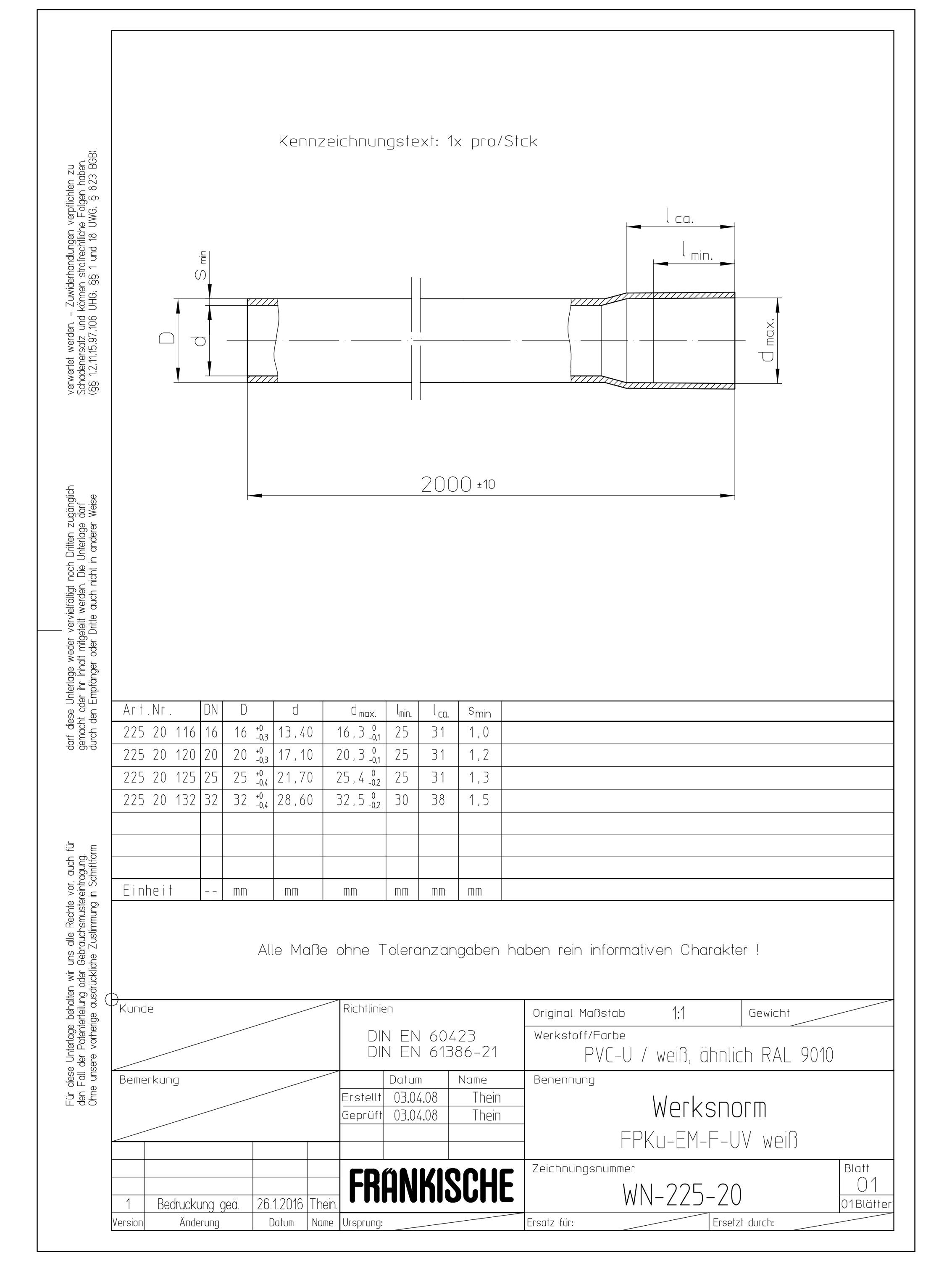 Panzerrohr kst PVC Ø16mm 3Kl flammwidrig starr Polyvinylchlorid (PVC) ws