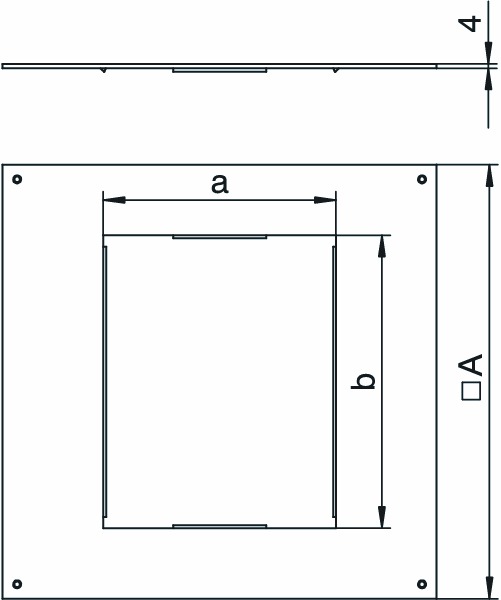 Montagedeckel ST rechteck trocken 282x282mm 4mm