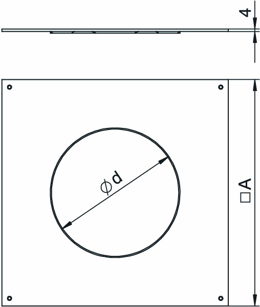 Montagedeckel ST rnd trocken 282x282mm 4mm Abdeckung Montageöffnung