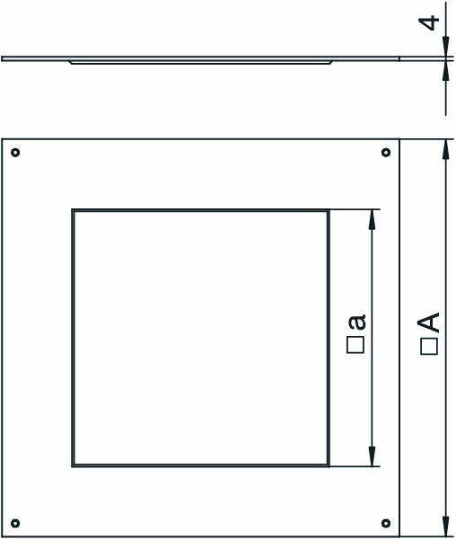 Montagedeckel ST rechteck trocken 383x383mm 4mm