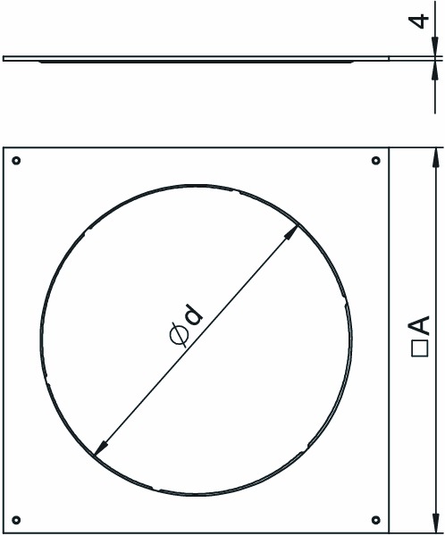 Montagedeckel ST rnd trocken 383x383mm 4mm