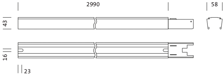 Tragschiene Lichtband 80W Modario 5x2,5qmm IP20 ws 2-längig L&#x3D;2990mm