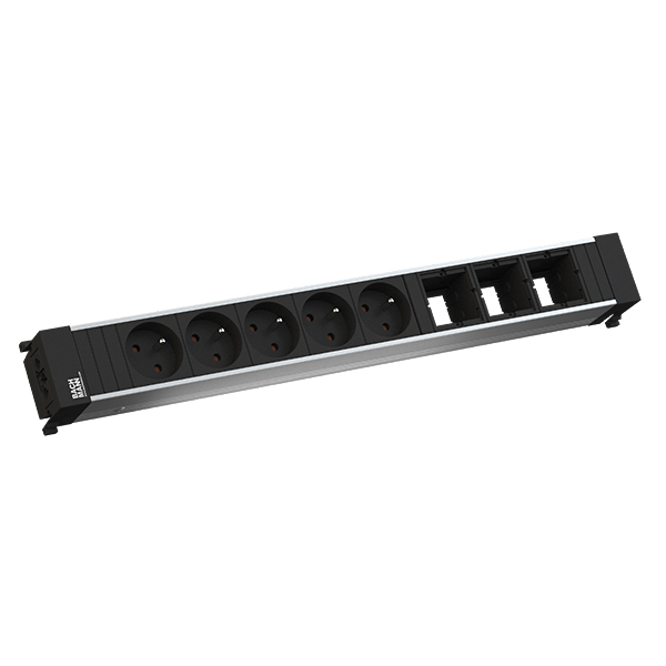 Steckdosenleiste 5f sw 90° IP20
