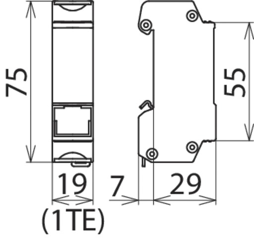 Ableiter Typ3 34VAC 48VDC 1A TS35 RJ45 180Va-a Hutschiene TH35 500Va-e