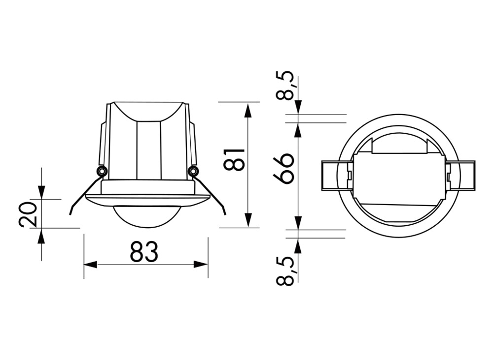 Bewegungsmelder UP 360° 110-240V rws glz IP23 2300W