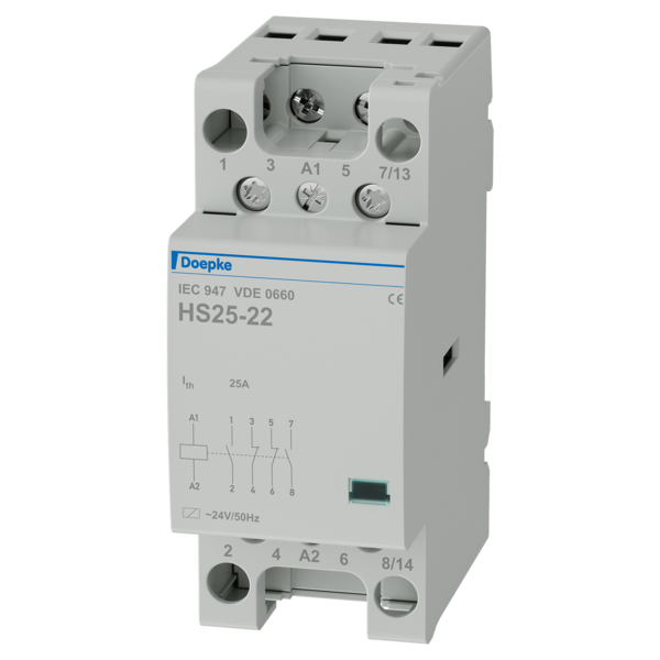 Installationsschütz 25A 24V/AC 440V/AC 2S 2Ö 3000W/AGL 1190VA/LL 2TE