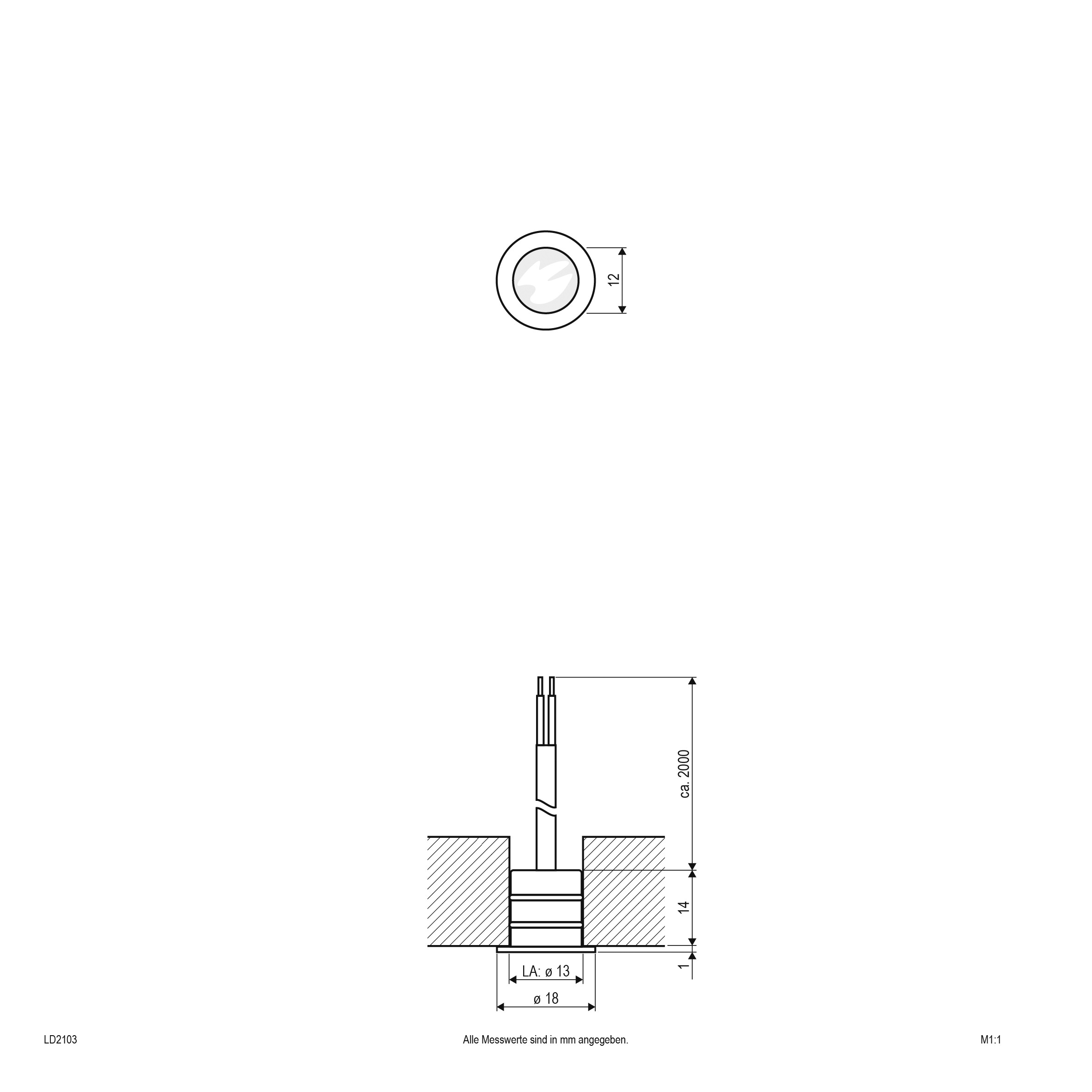 LED-Bodeneinbauleuchte 0,2W bl IP68 Konv edst LED nicht austauschbar 1LED