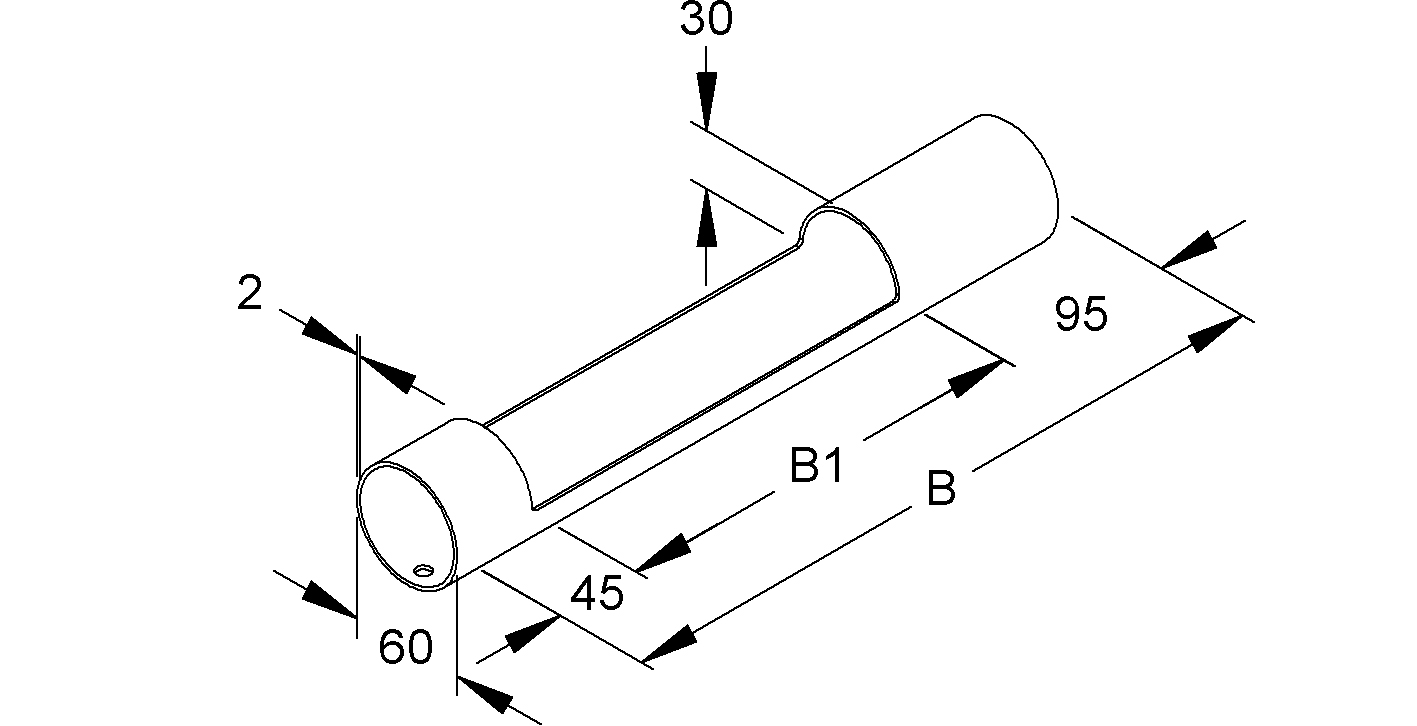 Stahl-Steckrohr Ø60mm starr f/vz -20-120°C Rohrende