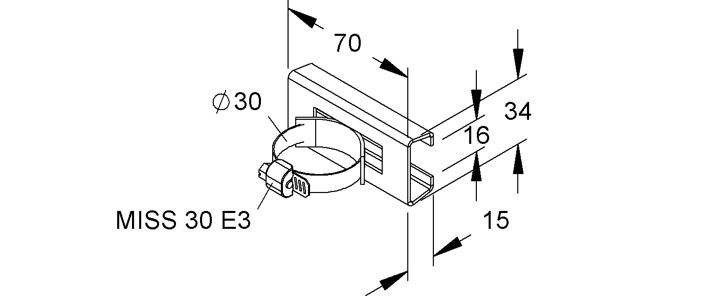Montageplatte 34x70mm Metall unbeh Ø30mm
