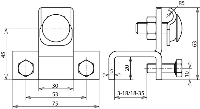 Anschlussklemme Ø6-10mm 3-18mm ST f/vz SKT-Schr