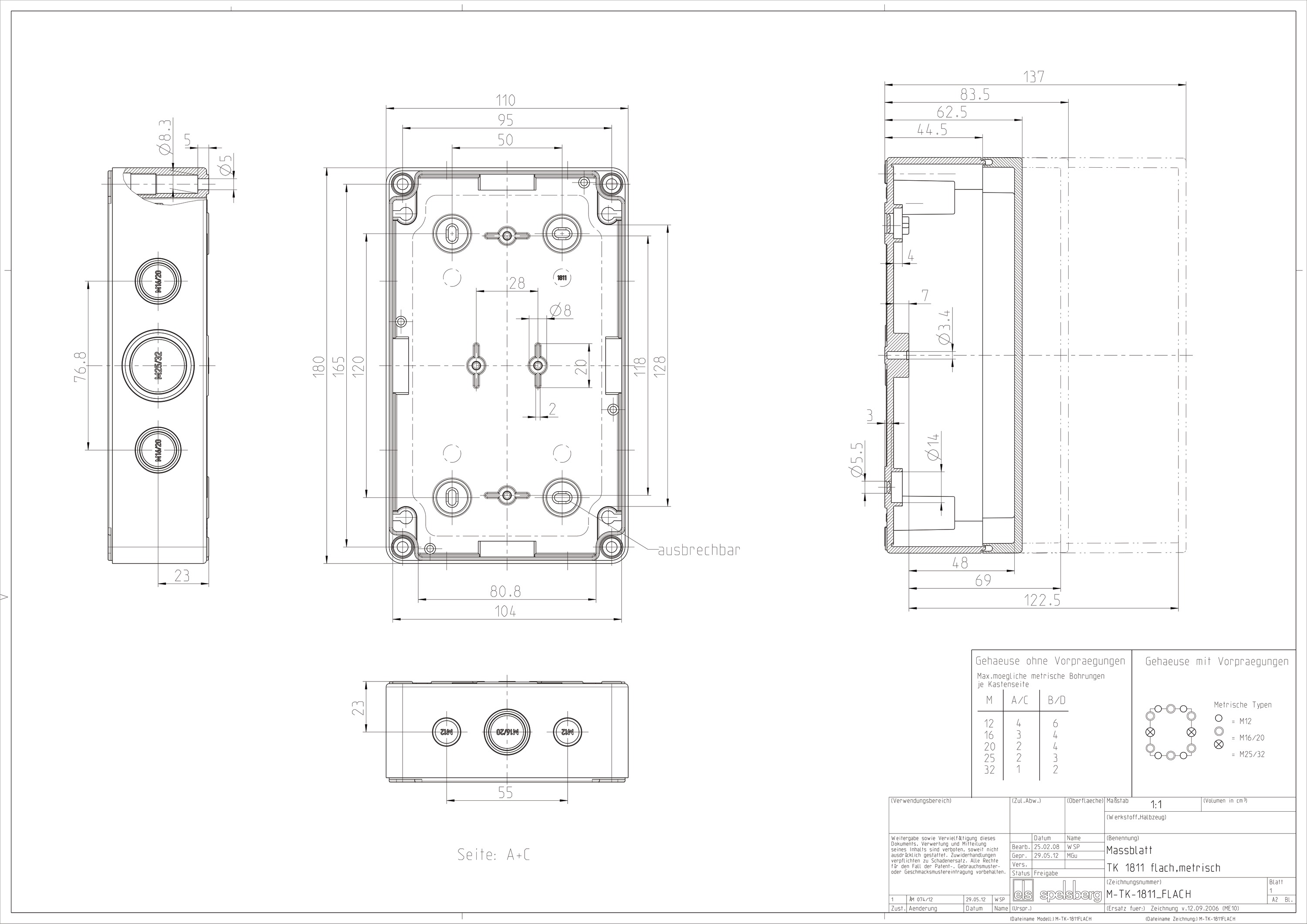 Leergehäuse Kst IP66 B110xH180xT63mm ET150mm geschl